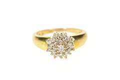 10K Yellow Gold 0.37 Ctw Round Diamond Cluster Statement Ring