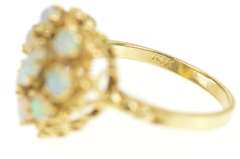 14K Yellow Gold Ornate Retro Natural Opal Heart Cocktail Ring