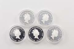 2011 Tuvalu $1 Heroes & Villains 1 Oz Silver Proof - 5 Coin Set - Box