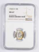 MS67 1960-D Roosevelt Dime - RAINBOW TONED - Graded NGC