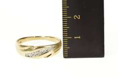 10K Yellow Gold Wavy Diamond Channel Men's Wedding Band Ring