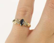 14K Yellow Gold 0.51 Ctw Marquise Sapphire Diamond Engagement Ring