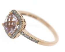 Romantic Cushion Rose Quartz & Diamond Halo Ring