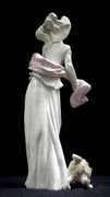 Springtime Stroll with Pup 12inc Porcelain Figurine