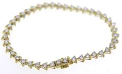 Gorgeous 14kt YG Triangle Link Cubic Zirconia Bracelet