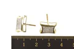 10K Yellow Gold 0.25 Ctw Pave Diamond Curved Square Stud Earrings