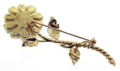 Wonderful 14kt YG Fresh Water Pearl & Diamond Accent Flower Brooch