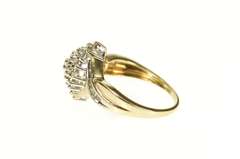 10K Yellow Gold Marquise Diamond Cluster Bypass Statement Ring