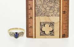 10K Yellow Gold Sapphire Diamond Tiered Cluster Engagement Ring