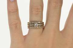 14K White Gold 0.85 Ctw Diamond Engagement Bridal Set Ring