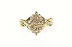 10K Yellow Gold Marquise Diamond Cluster Bypass Statement Ring