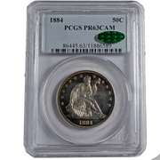 1884 PR 63 Cameo CAC Stickered Seated Half