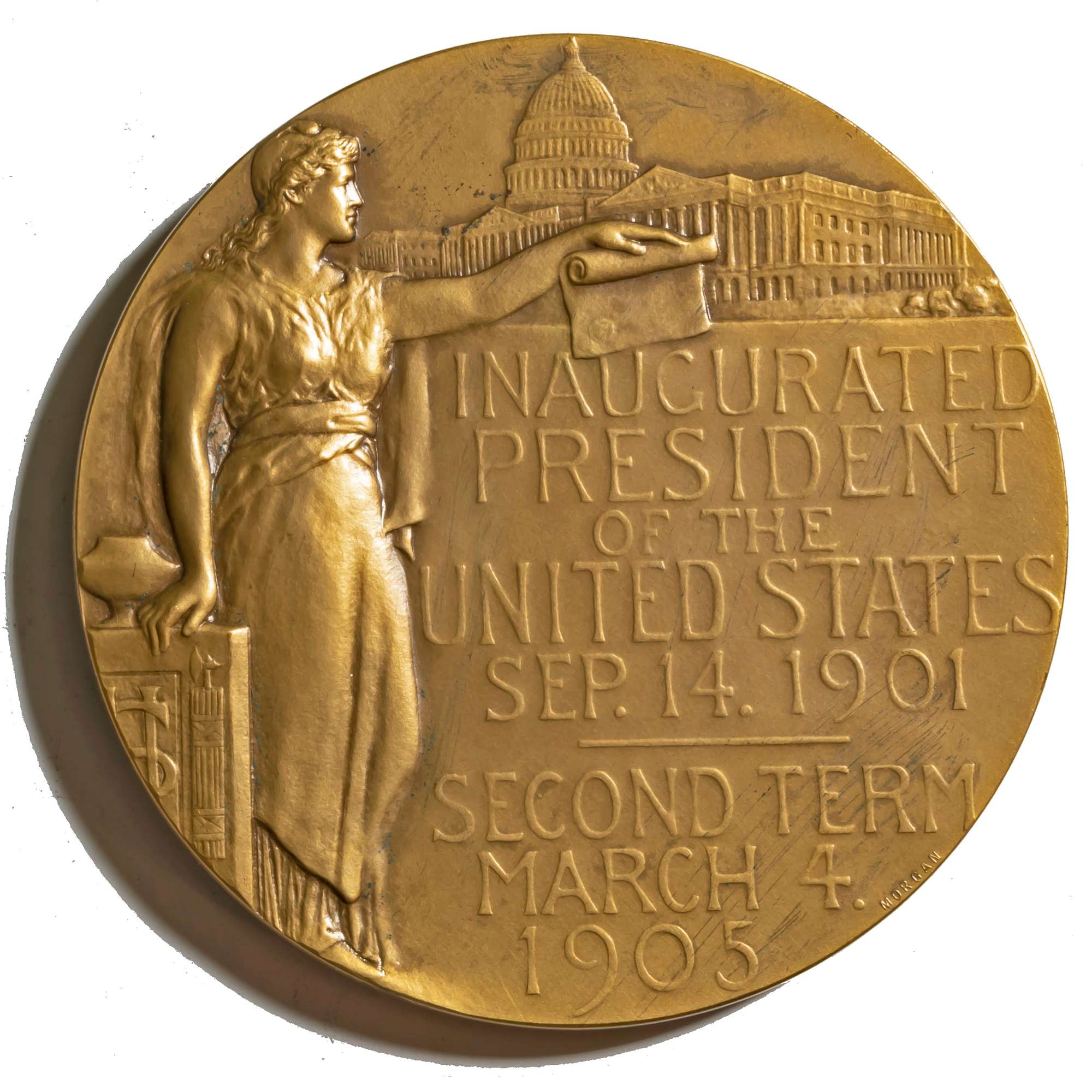 1903 Second Term Theodore Roosevelt Bronze Inaugural Medal - U.S. Auction  Brokers, image size:2000x2000