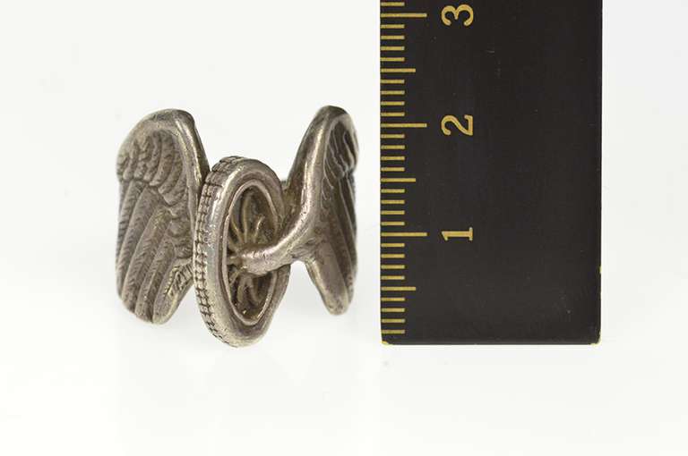 Sterling Silver Winged Wheel Chariot Hermes Men's Statement Ring