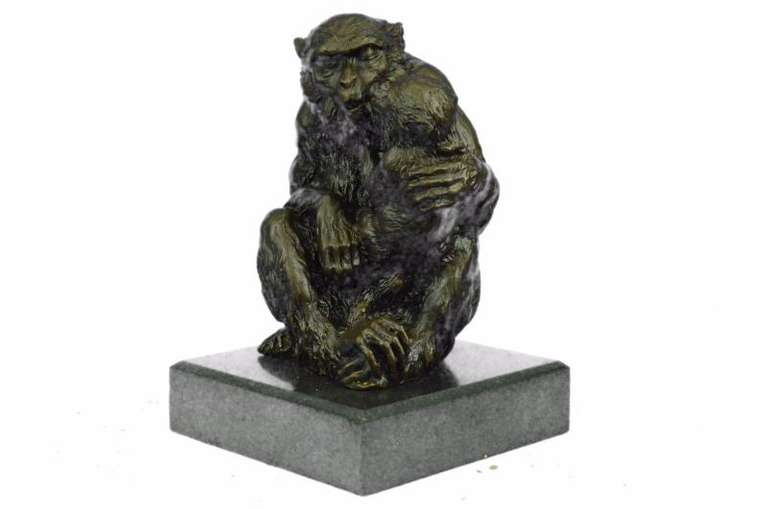 Gorilla with Baby Monkey Animal Bronze Statue