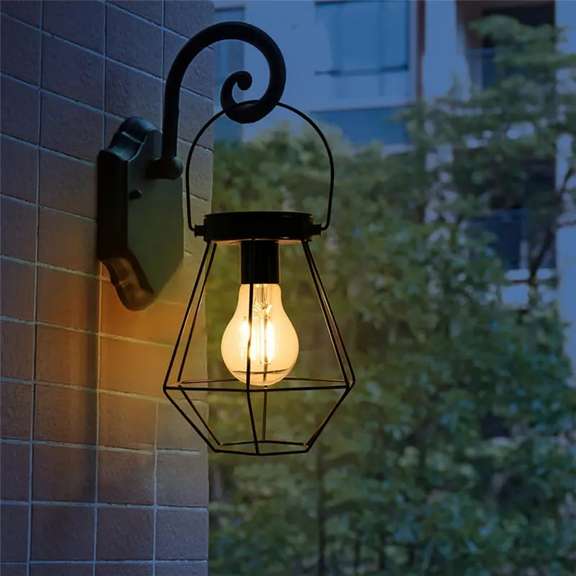 Solar Powered Vintage LED Lantern Hanging Light
