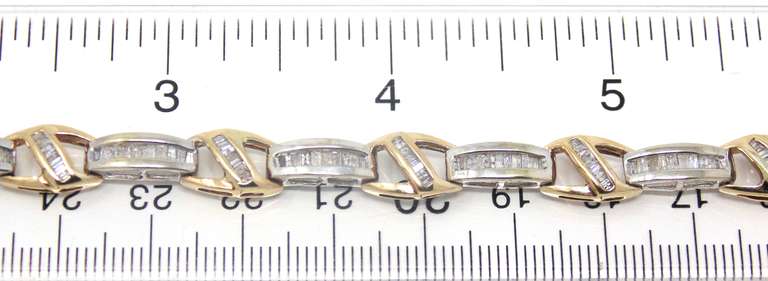 Wonderful 2 Tone Baguette Link Bracelet