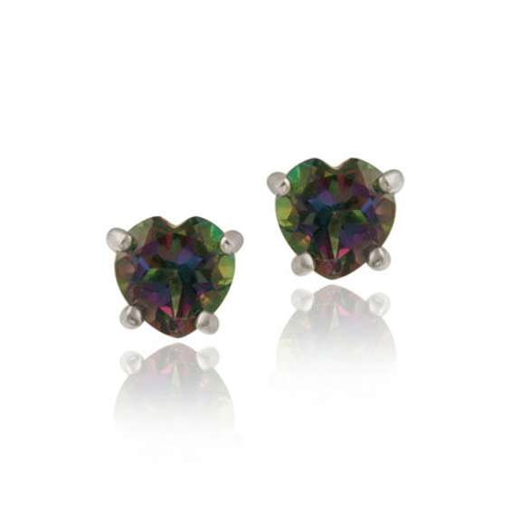 Sterling Silver 1ct Green Mystic Topaz 5mm Heart Stud Earrings