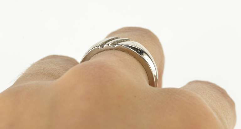 Platinum Diamond Grooved Channel Inset Wedding Band Ring