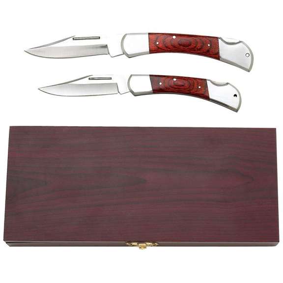 Maxam 3pc Lockback Knife Set in Magnetic Gift Box