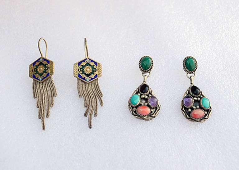 Two Pairs of Vintage Designer Silver Earrings, Signed Anatoli & RB