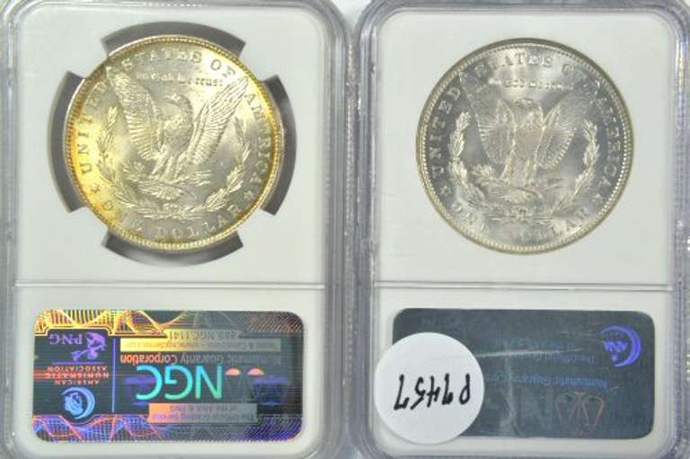 Super nice 1885 & 1888 Morgan Silver Dollars. NGC MS64