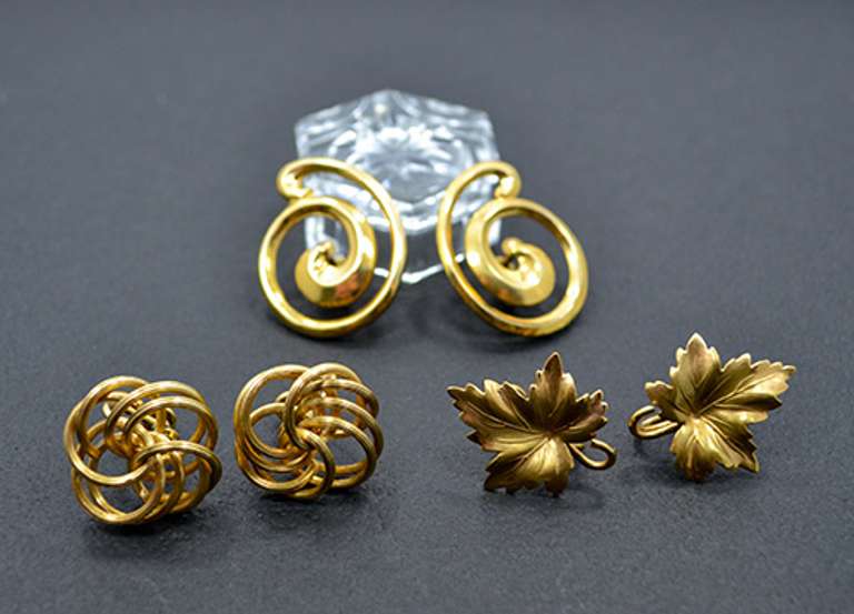 Vintage 12K Gold Filled Screw Back Earrings, 3 Pair Lot