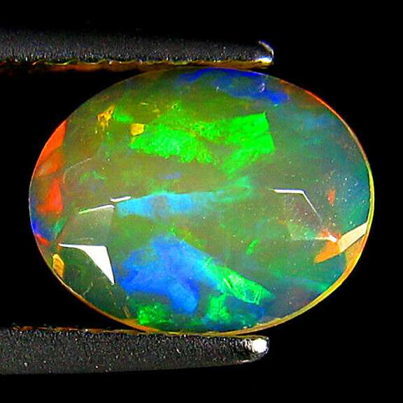 Fully faceted 1.13ct high fire floral block pattern Opal