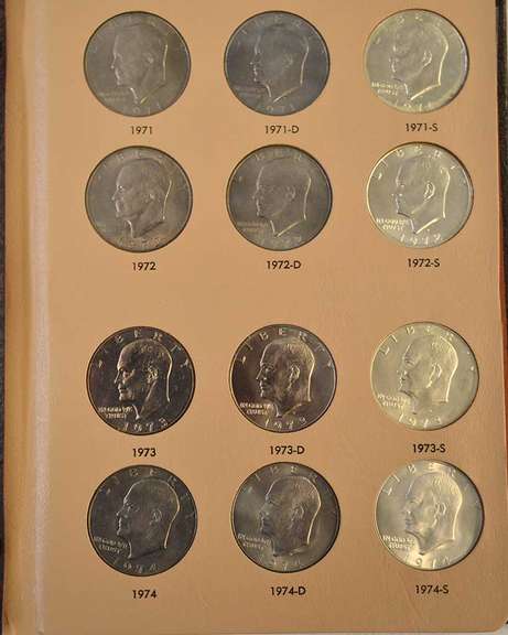 Lot of Eisenhower Dollar Coins in Dansco Album