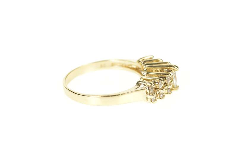 14K Yellow Gold 0.85 Ctw Marquise Diamond Cluster Statement Ring