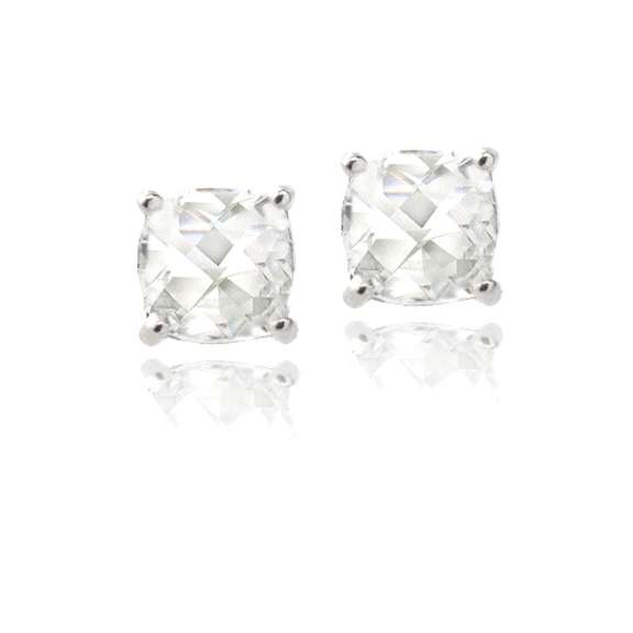 Sterling Silver 1.5ct White Topaz Cushion-Cut Stud Earrings, 5mm