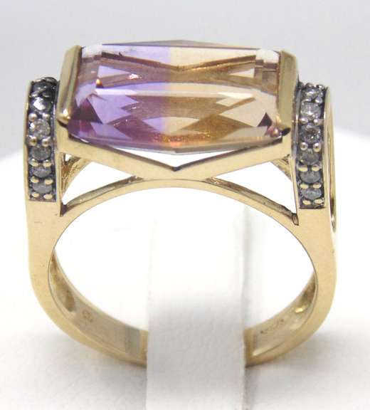 Fancy Cut Ametrine and Diamond Ring