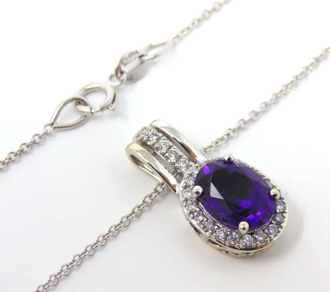 Fabulous White Gold Amethyst & Diamond Necklace