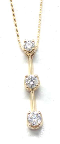 Favorite Diamond 3 Stone Yellow Gold Necklace