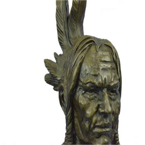 Native American Indian Warrior Chief Bronze Sculpture