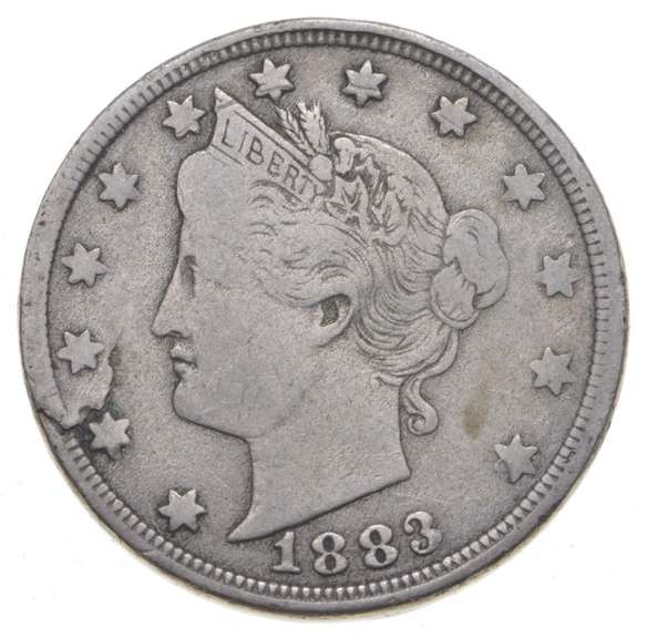 1883 Liberty V Nickel - Lamination Error