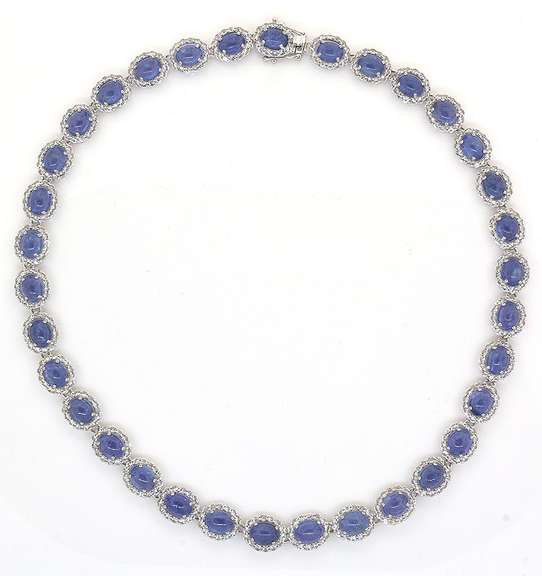 Ravishing Tanzanite & Sapphire Necklace in Sterling Silver