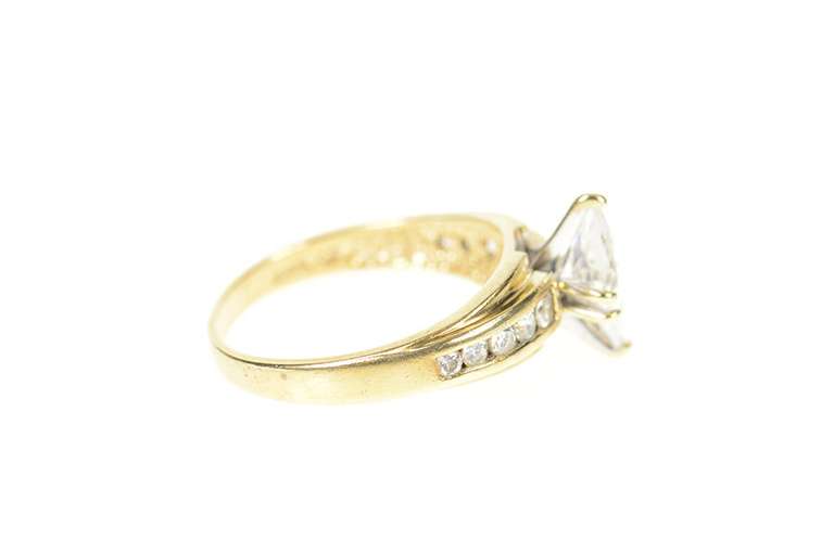 10K Yellow Gold Classic Marquise Travel Engagement Accent Ring