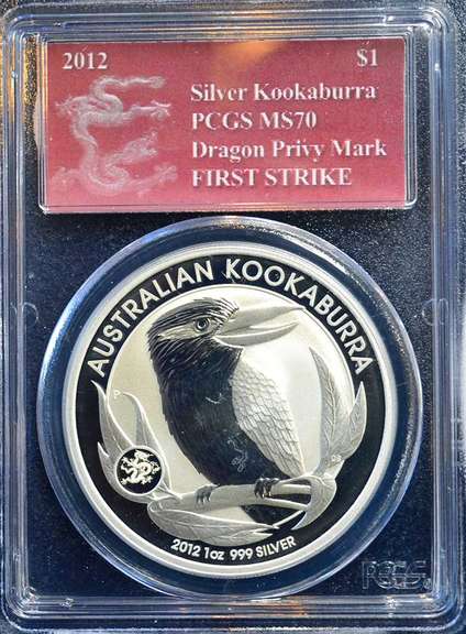 2012 Silver  Kookaburra PCGS MS 70 Dragon Privy  First Strike