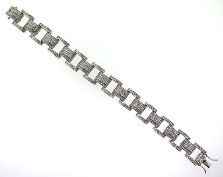 Sterling Silver Crystal Men's Link Bracelet