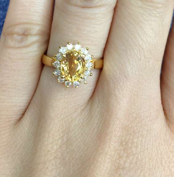 14kt Gold Citrine & Diamond Halo Ring
