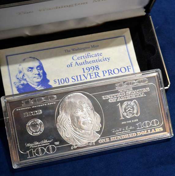 4 OZ Silver Proof Bar With Franklin 100 Bill Design