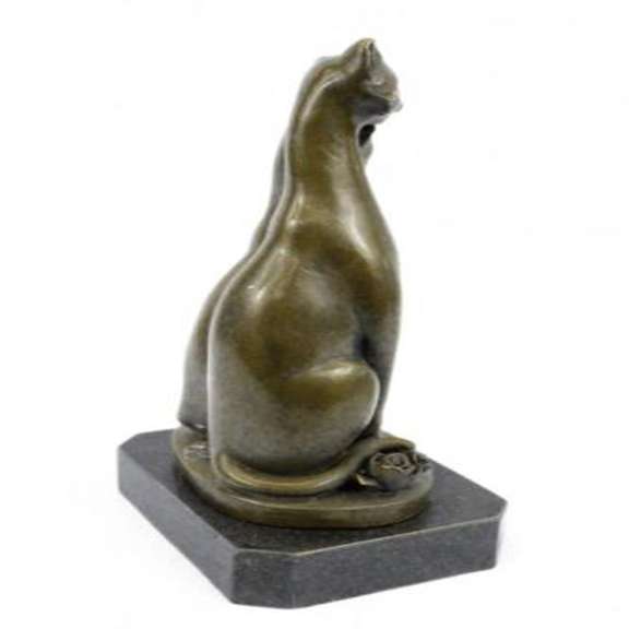 Two Cat on Marble Base Bronze Figurine