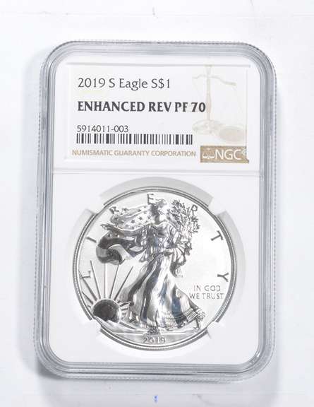ENHANCED REV PF70 2019-S American Silver Eagle - Graded NGC