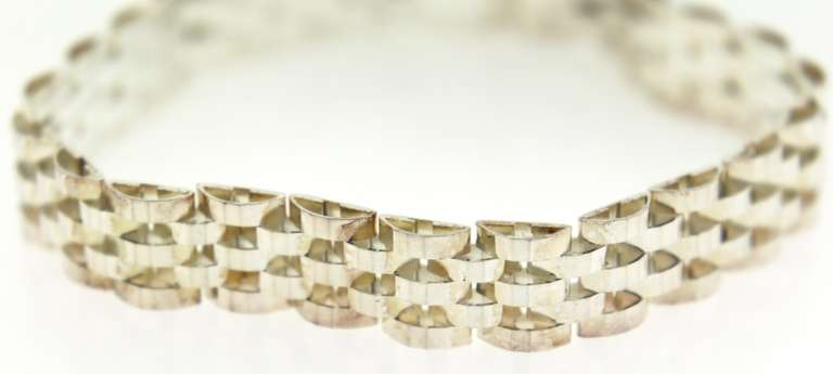 Italian Sterling Silver Deco Five Bracelet