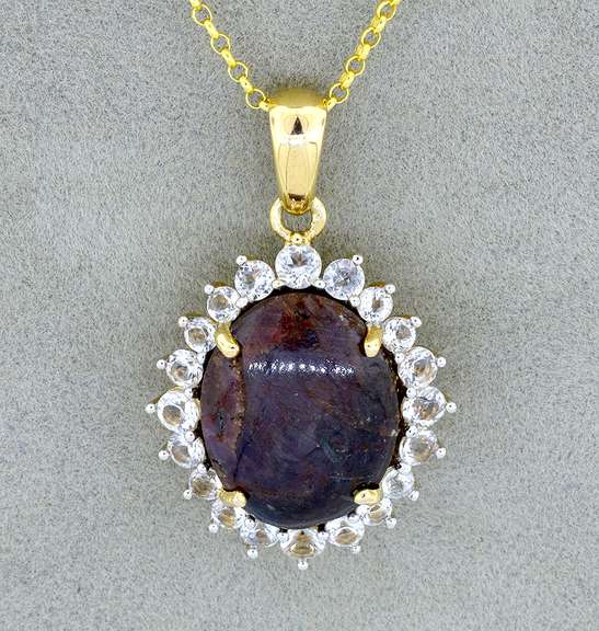 Simple but Beautiful Star Ruby & Sapphire Necklace in Vermeil