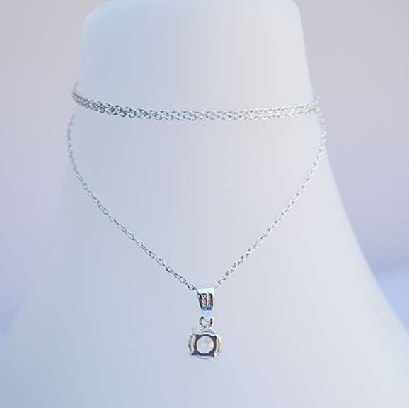 Sterling Silver Chain Necklace With Zircon Pendant