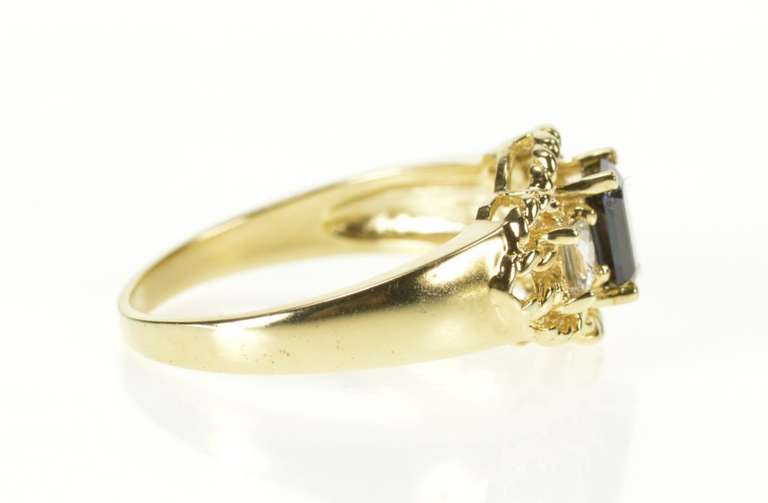 10K Yellow Gold Emerald Sapphire CZ Accent Engagement Ring