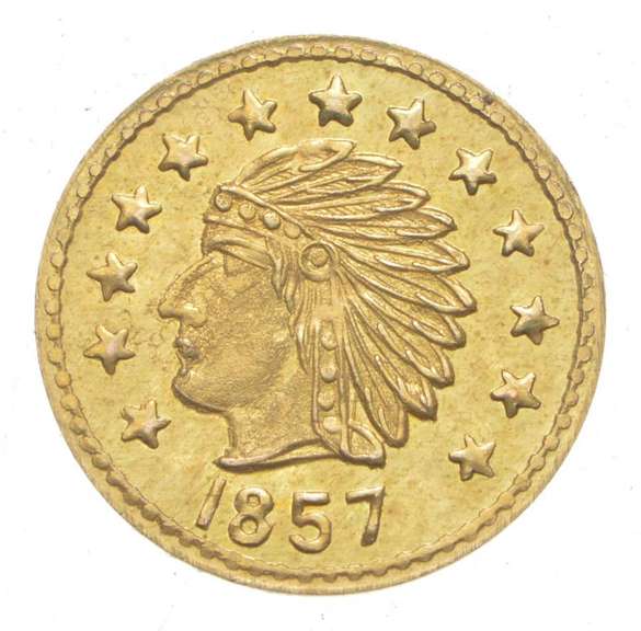 1857 Indian Head California Gold Token