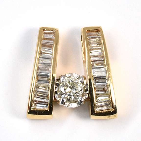 Sparkling Baguette and Round Diamond Pendant